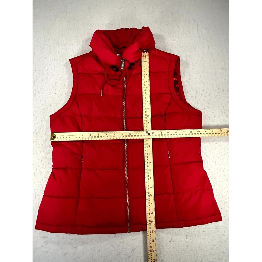 Calvin Klein Puffer Vest Womens Large Red Quilted Full Zip Gold Tone Hardware - Picture 10 of 11